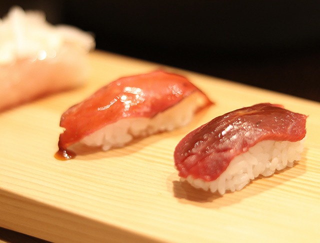 しゃぶしゃぶ温野菜の肉ノ寿司三貫盛り