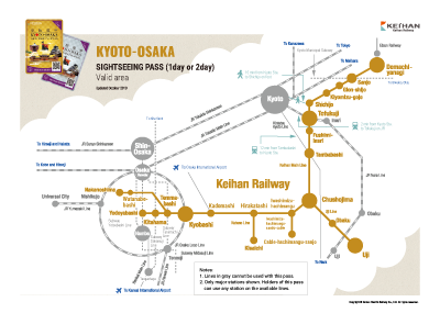 KYOTO-OSAKA SIGHTSEEING PASS (1-day or 2-day) Valid area