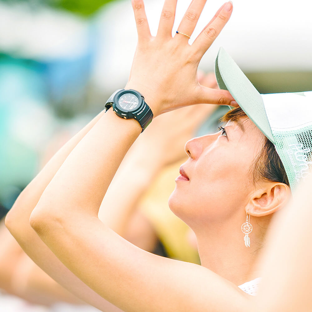 水辺でヨガタイム。