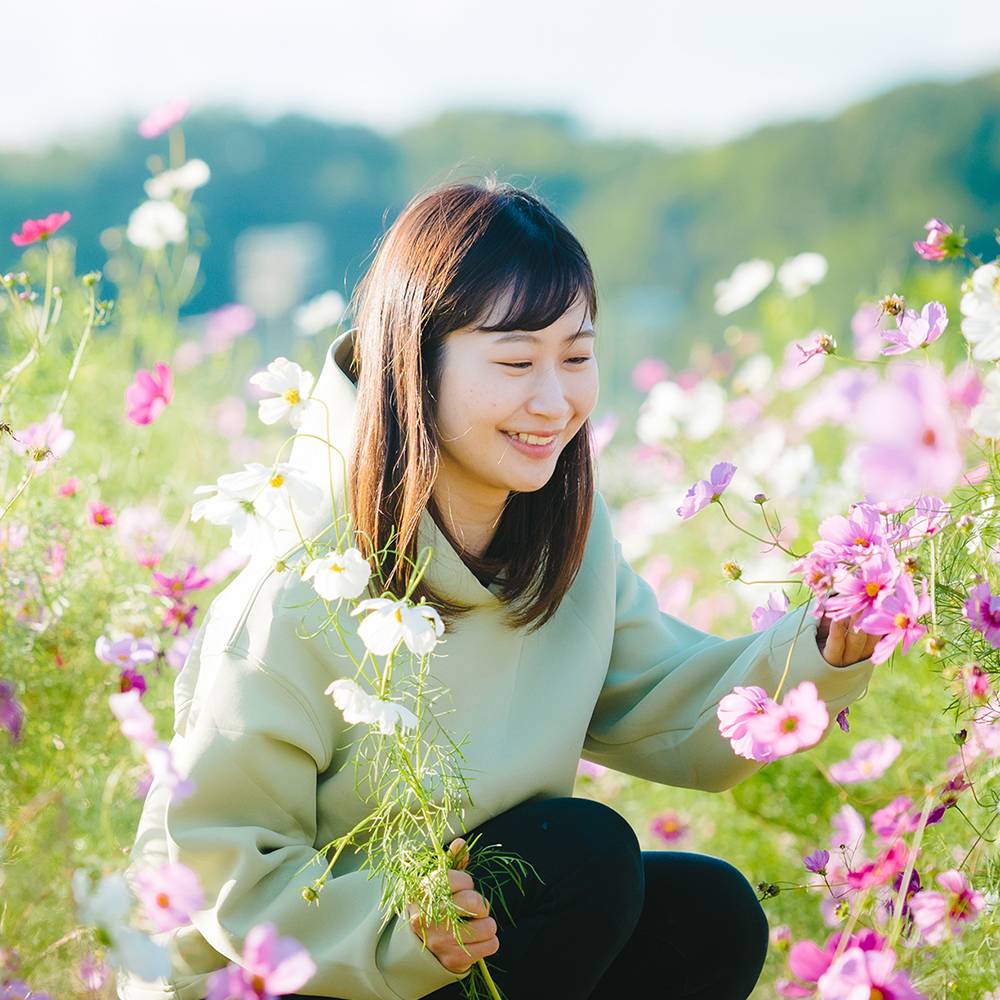 お花畑はピンク色。
