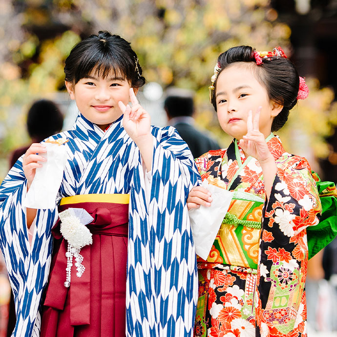 秋晴れ七五三。