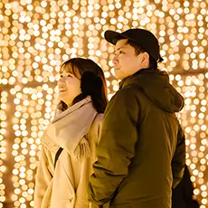 光あふれる遊園地。