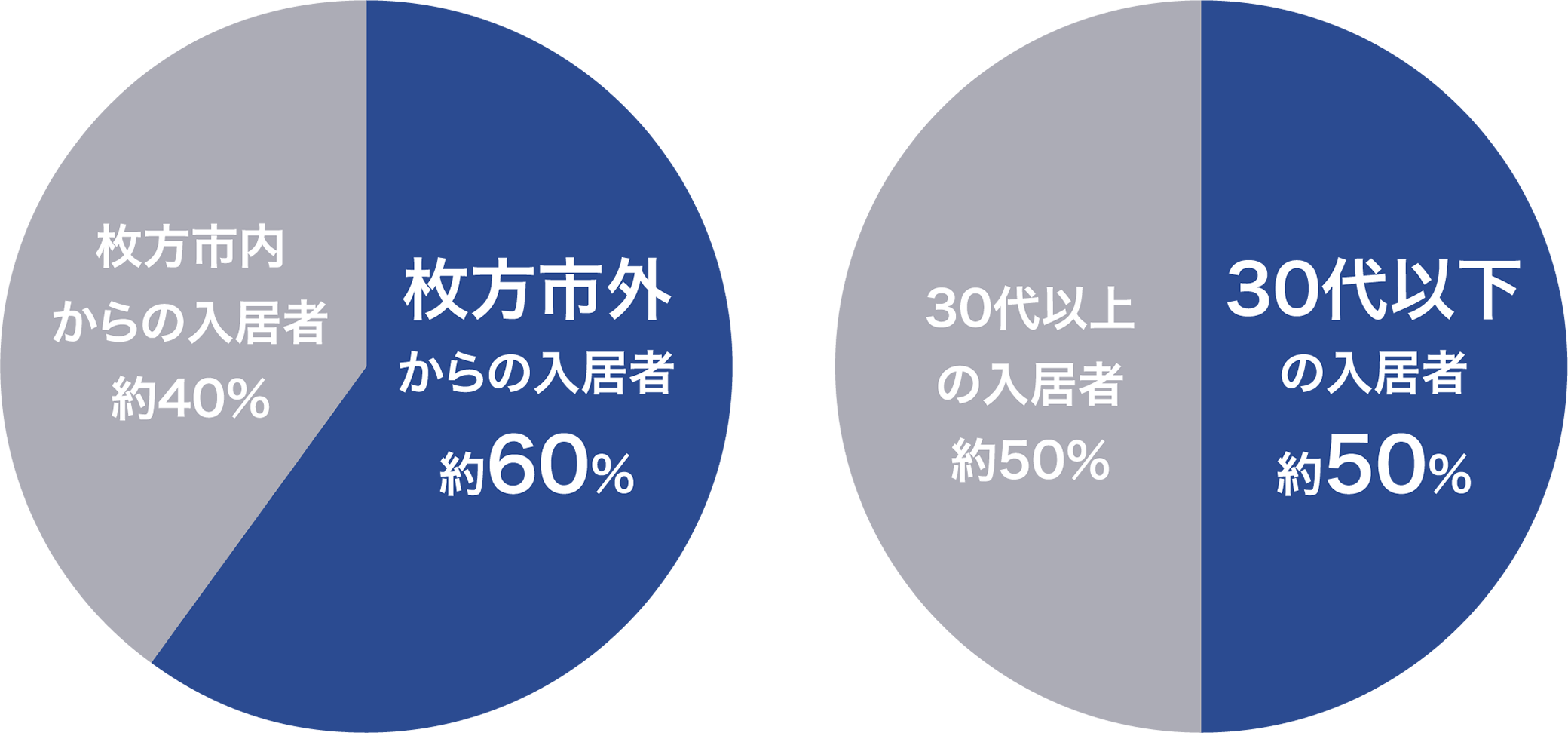 賃貸タワーレジデンス「THE TOWER HIRAKATA」入居者の割合データ