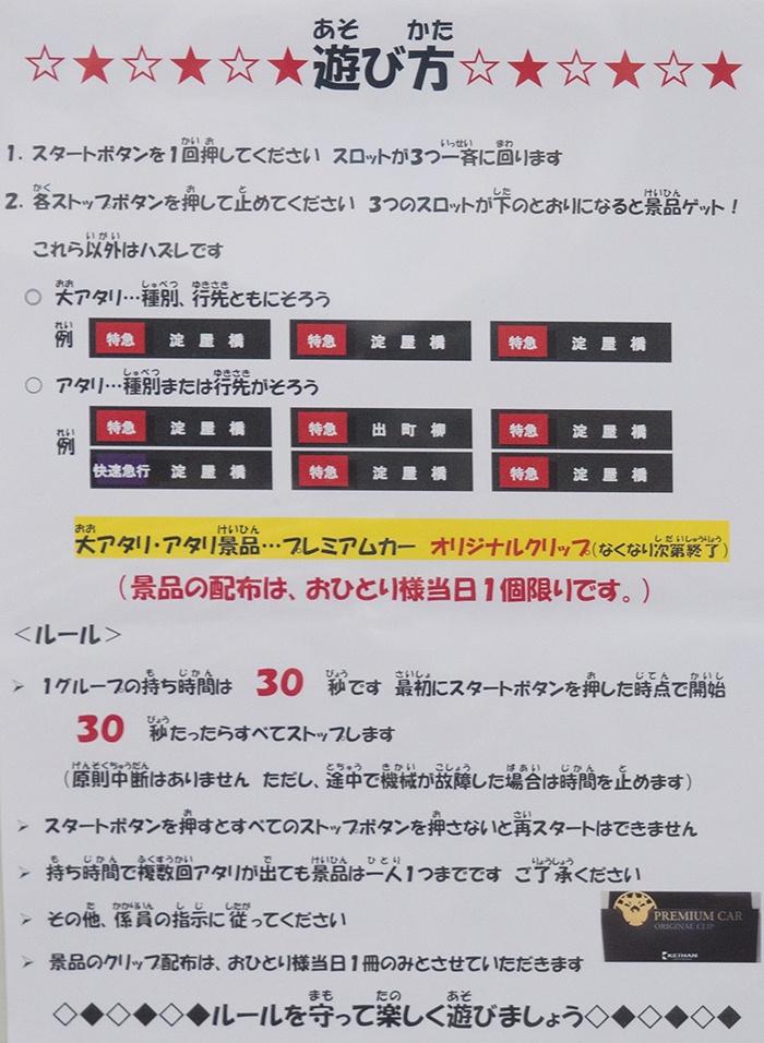 行先表示器スロットの遊び方