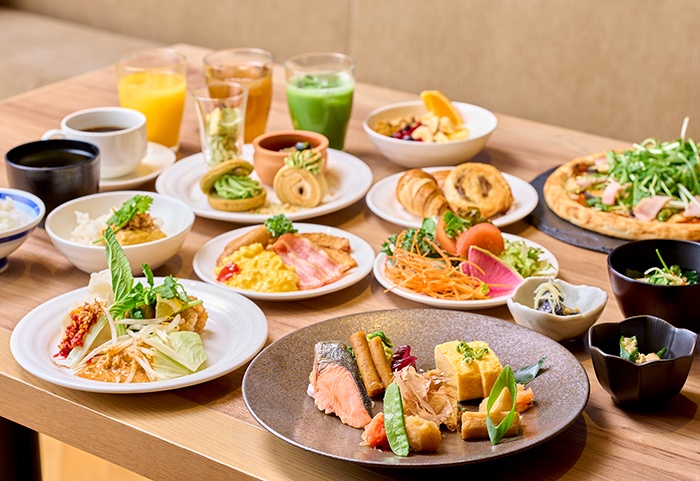 京都タワーホテル ３階のレストラン「タワーテラス」での朝食ビュッフェ