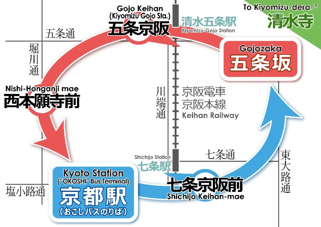 『清水寺ライン』運行ルート図