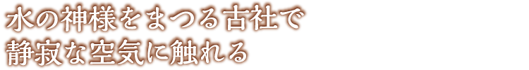 水の神様をまつる古社で静寂な空気に触れる
