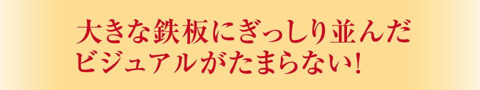 大きな鉄板にぎっしり並んだビジュアルがたまらない！