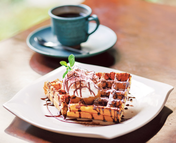 チョコ生クリームワッフルセット