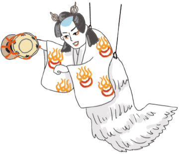 ワイヤーでつるされた役者が客席の上を飛ぶ「宙乗り」