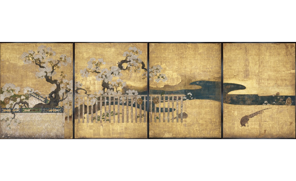 二の丸御殿〈黒書院〉二の間障壁画《桜花雉子図》(部分)高位の公家をもてなした空間の優美な障壁画 ※展示収蔵館の実物展示は11/19(木)~2027年1/17(日)