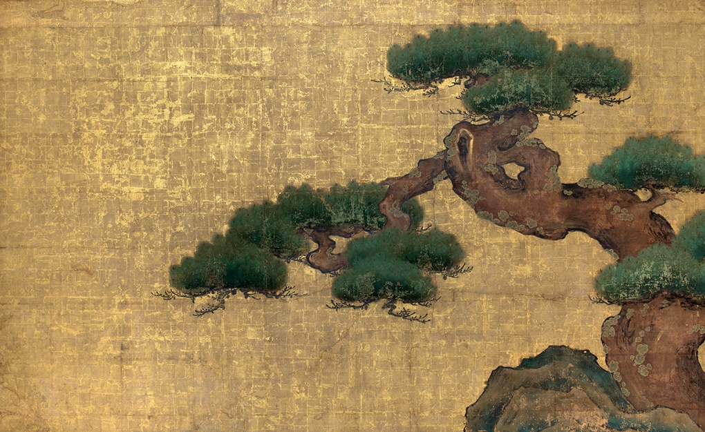 二の丸御殿〈大広間〉一の間障壁画《松図》(部分)「大広間」一の間を彩った狩野探幽の傑作。松の枝振りや大きな余白で、将軍の威光と気品を演出した ※展示収蔵館の実物展示は9/10(木)~11/8(日)