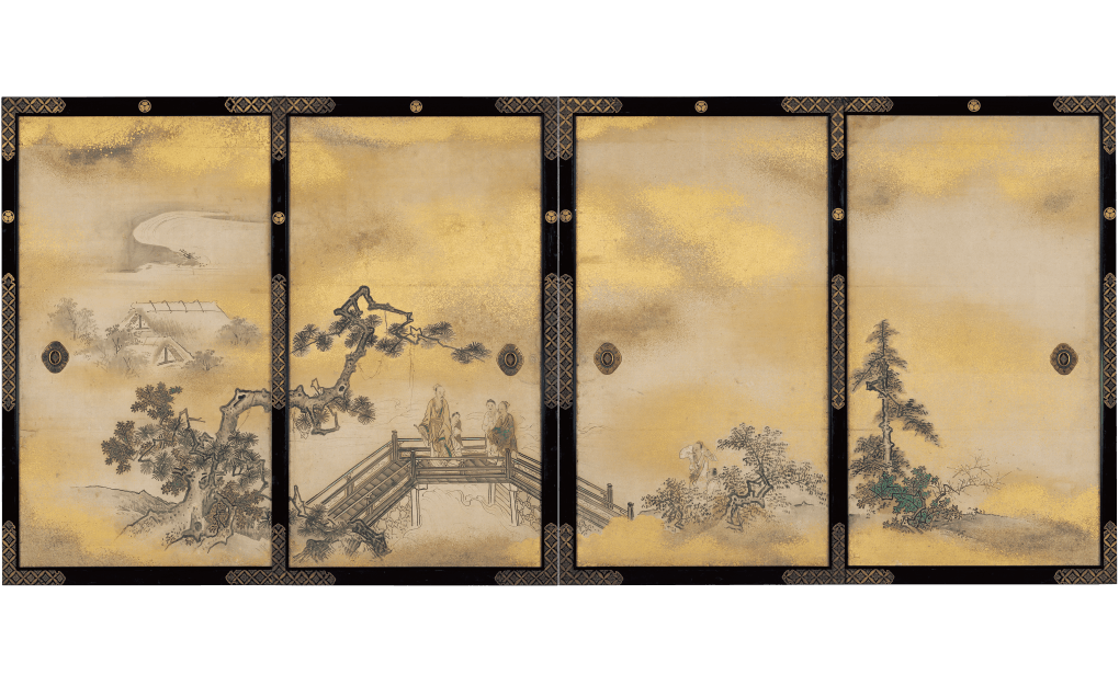 狩野探幽 名古屋城本丸御殿上洛殿上段之間襖絵 帝鑑図《高士渡橋》 江戸時代 1634（寛永11）年 名古屋城総合事務所蔵
