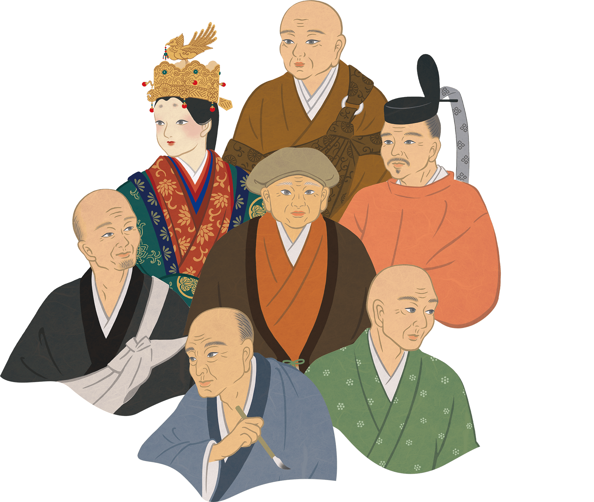 本阿弥光悦・松花堂昭乗・俵屋宗達・狩野深幽・小堀遠州・後水尾院・東福門院