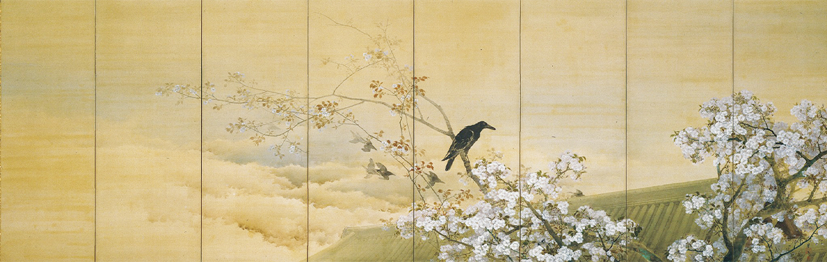 菊池芳文「春の夕・霜の朝」(右隻) 京都市美術館蔵