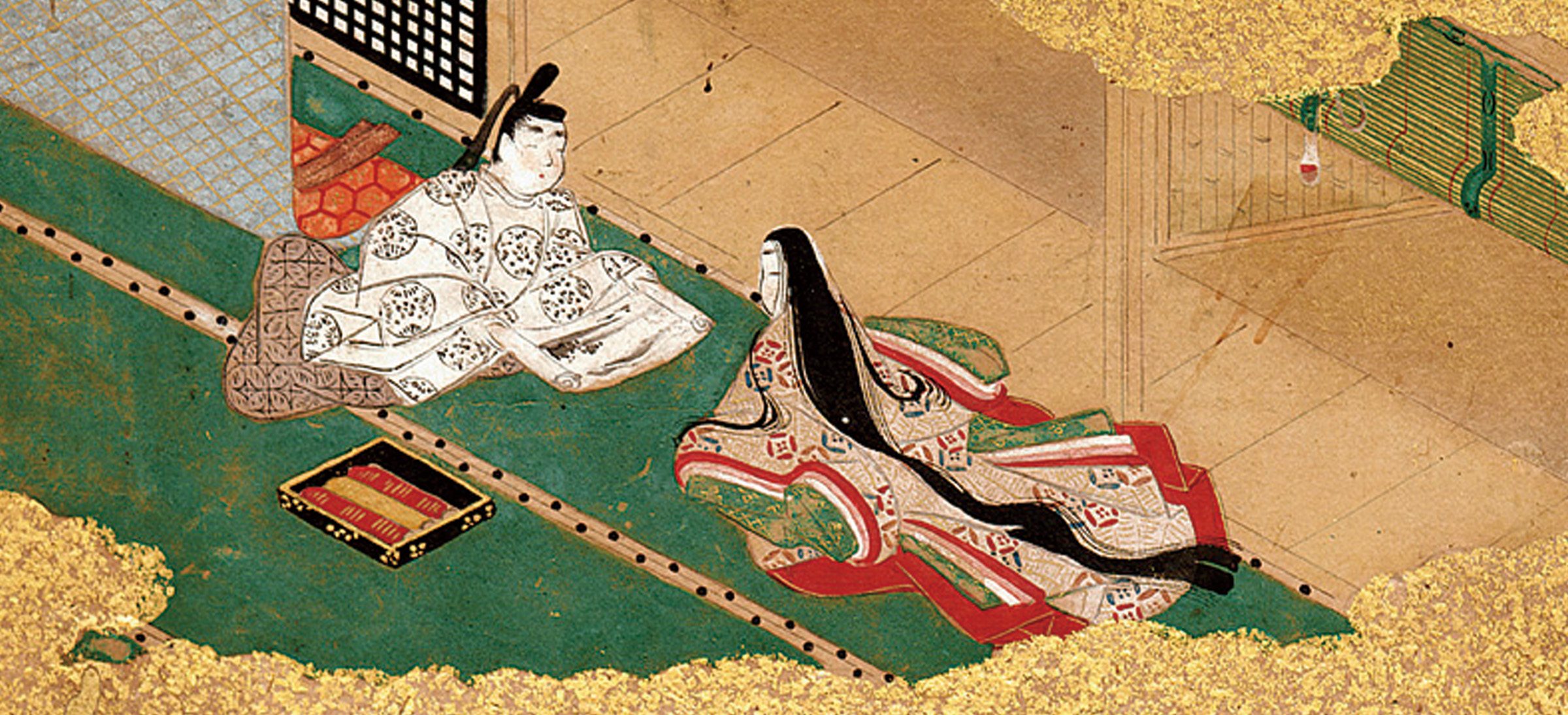 「源氏絵鑑帖」絵合(部分) 伝土佐光則(宇治市源氏物語ミュージアム蔵)