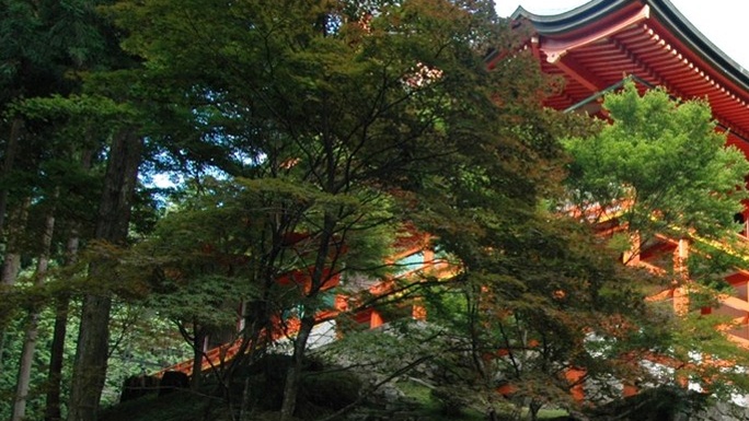 比叡山延暦寺の横川中堂と石積み