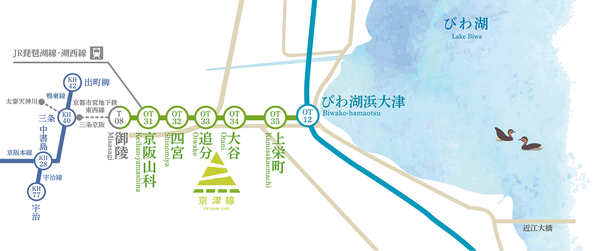 京阪電車大津線 湖都古都めぐり エリアマップ