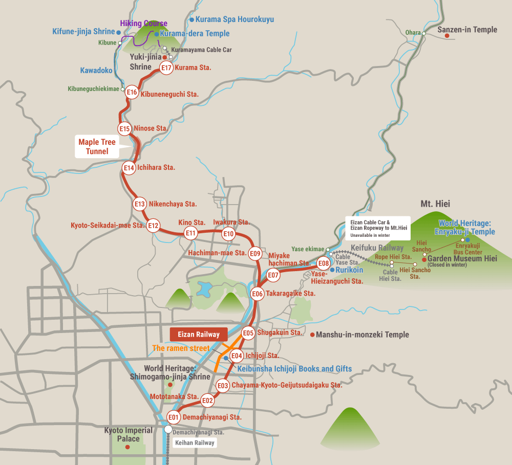 Eizan Electric Railway Line Map