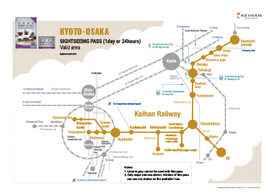 KYOTO-OSAKA SIGHTSEEING PASS (1-day or 2-day) Valid area